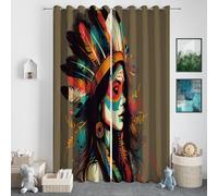 CozyRest Blackout Curtains - Native American Woman Eyelet Thermal Insulated & Room Darkening Window Drapes for Bedroom Living Room 92" x 54" Drop 2 Panels