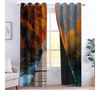 CozyRest City Park Autumn Scenery Thermal Insulated 100% Blackout Curtains Eyelet Grommet Curtains for Kids Bedroom 29.5" x 65" 1 Pair, Balance Temperature