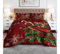 CozyRest Comforter Set Emperor, Reversible Bedding Set for Adult, Christmas Candy Cane Pattern Comforter Duvet, Flower Quilted Duvet, Hypoallergenic Quilt Set, Stylish Bedroom Decor