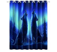 CozyRest Curtains, Blue Northern Lights Eyelet Thermal Insulated Room Balance Temperature Blackout Curtain for Bedroom Living Room 2 Panels 59 x 65 inch Privacy Curtain