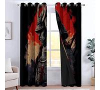 CozyRest Curtains Eyelet Blackout Thermal Insulated Patterned Curtains Ancient Style Japanese Samurai Soundproof Privacy Window Drapes for Kids Bedroom Movie Room 46 x 54 inch 2 Panels
