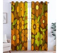 CozyRest Curtains Retro 70S Stylish Floral Pattern Window Drapes for Boys Girls Eyelet Blackout Curtain Thermal Room Darkening Window Treatments Overall Size: 92 x 72 inch, 2 Panels
