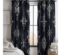CozyRest Dark Grey Curtains Viking Runes Geometry Pattern Window Drapes for Boys Girls Eyelet Blackout Curtain Thermal Room Darkening Window Treatments Overall Size: 59 x 65 inch, 2 Panels