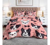 CozyRest Double Coverless Duvet, Cute Kawaii Cartoon Washable Soft Comfortable Bedding Comforter Set 3 Piece, Cute Dogs Puppy Footprints Reversible Lightweight 200x200 cm Coverles Duvet