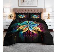CozyRest Double Coverless Duvet, Rainbow Mandala Washable Soft Comfortable Bedding Comforter Set 3 Piece, Abstract Elegant Floral Reversible Lightweight 200x200 cm Coverles Duvet with 2 Pillowcases