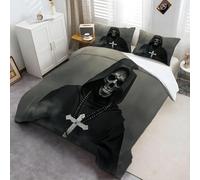 CozyRest Duvet Cover 3 Pieces Dark And Scary Death Bedding Set with 2 Pillowcases Duvet Cover with Zipper Soft Microfiber Quilt Cover Single Size Ultra Soft Room Decor