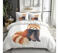 CozyRest Duvet Cover Double Microfiber Bedding Set, Watercolor Red Panda Duvet Quilt Cover Pillowcase With Zipper Closure, Super Soft Duvet Cover for Kids Adults Bedroom, Reversible