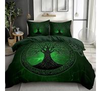 CozyRest Duvet Cover Single Forest Green Microfiber Bedding Set, Tree Of Life Duvet Cover Pillowcase With Zipper Closure, Super Soft Bedding for Kids Adults Bedroom, Reversible
