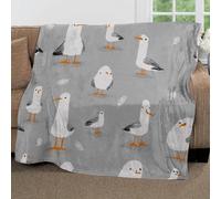 CozyRest Fleece Blanket Fluffy Soft Cozy and Warm Cartoon Seagull Pattern Throw Blanket Flannel Plush for Kids Boys Adults, Grey Blanket Washable for Bed and Couch, All Season 51x59 inch