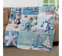 CozyRest Fleece Blanket Soft Cozy and Warm Beach Sea Life Throw Blanket Flannel Plush for Kids Boys Adults, Sherpa Fleece Blanket for Bed and Couch, All Season 180x200 cm