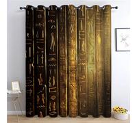 CozyRest Golden Symbols Blackout Curtains for Bedroom Ancient Egyptian Hieroglyphics Eyelet Thermal Curtains & Drapes Curtain for Window Treatment Living Room/Kitchen 92" W x 72" L