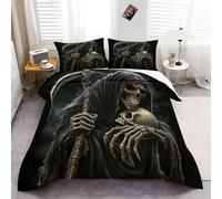 CozyRest Grim Reaper Duvet Cover Gothic Single Soft Anti-Pilling Polyester Bedding Set, Breathable Duvet Sets 3 Pieces With Zipper and Corner Ties