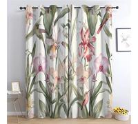 CozyRest Hummingbird And Flowers Curtains - Watercolor Plant Orchid And Lily Design Eyelet Thermal & Room Darkening Blackout Window Drapes for Bedroom Living Room 2 Panels 92 x 90 in