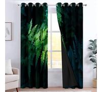 CozyRest Kids Curtains - Boys Girls Fern Leaves Moss Eyelet Blackout Curtain Thermal Insulated Window Drapes for Nursery Playroom Home Office Decoration 2 Panels Dark Green 29.5" x 65"