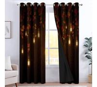 CozyRest Kids Curtains - Boys Girls Illuminated Letters Dark Brown Background Eyelet Blackout Curtain Thermal Insulated Window Drapes for Nursery Playroom Home Office Decoration 2 Panels 46" x 54"
