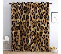 CozyRest Kids Curtains - Boys Girls Leopard Animal Print Wild Animals Brown Pattern Eyelet Blackout Thermal Insulated Window Drapes for Nursery Bedroom Playroom Home Decoration 2 Panels 92 x 72 in