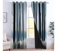 CozyRest Kids Curtains - Boys Girls Minimalist Birch Forest Misty Morning Eyelet Blackout Curtain Thermal Insulated Window Drapes for Nursery Playroom Home Office Decoration 2 Panels 46" x 54"