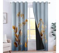 CozyRest Kids Curtains - Boys Girls Oil Painting Vintage Wildflowers Eyelet Blackout Curtain Thermal Insulated Window Drapes for Nursery Playroom Home Office Decoration 2 Panels Gray-Blue 46" x 90"