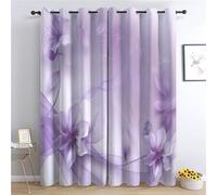 CozyRest kids Curtains - Lilac Flowers Design Eyelet Thermal & Room Darkening Blackout Window Drapes for Bedroom Living Room 2 Panels 59 x 65 in