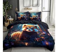 CozyRest King Size Duvet Cover Sets Premium Microfiber Cute Red Panda Duvet Cover Printed Ultrasoft Hypoallergenic Reversible Glowing Mushrooms Duvet Covers Non Iron Stylish Bedding Set With Zipper