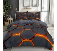 CozyRest Lava Glow Geometry Pattern Bedding Single Duvet Covers, All-Season Quilt Cover Ultra Soft Comfy Grey Bedding for Child Hypoallergenic Teenager Duvet Cover with Pillowcase