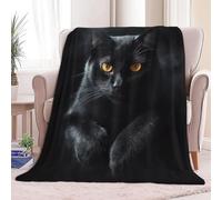 CozyRest Premium Thermal Warm Double Blanket, Super Soft Fleece Animal Black Cat Sherpa Throw Blanket, Cozy Fluffy Lightweigh Blanket For Bed Sofa Couch Living Room Sofa Chair 150 x 200 cm