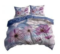 CozyRest Queen Size Duvet Cover Blue Ultra Soft 3 Pcs Bedding Set with 2 Pillowcases Soft Microfiber Plant Cosmos Bed Cover 230x220 cm Anti Allergic