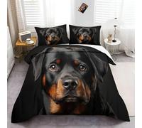 CozyRest Rottweiler Duvet Cover Super King Soft Anti-Pilling Polyester Bedding Set, Breathable Duvet Sets 3 Pieces With Zipper and Corner Ties