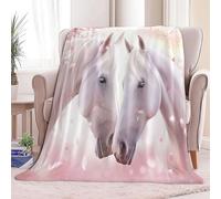 CozyRest Sherpa Blanket Couple Horses Romantic Elements Pattern Fleece Warm Throw Blanket for Sofa Couch Bed Printed Plush Ultra Soft Bedroom Decor - Queen 180 x 200 cm