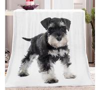 CozyRest Sherpa Fleece Blanket for Children Adults, Animal Cute Schnauzer Throw Blanket Plush Flannel Fluffy Soft Warm Bed Blanket Washable for Bed Sofa and Couch, 130x150 cm
