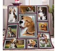 CozyRest Sherpa Fleece Blanket for Children Adults, Cute Animals Beagles Throw Blanket Plush Flannel Fluffy Soft Warm Bed Blanket Washable for Bed Sofa and Couch, 100x130 cm
