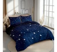 CozyRest Starry Night Sky Bedding Double Duvet Covers with Pillowcase, All-Season Quilt Cover Ultra Soft Comfy Dark Blue Bedding for Child Hypoallergenic Duvet Covers Set Teenager Couple