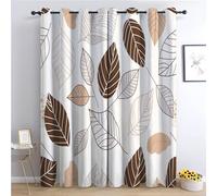 CozyRest Thermal Blackout Curtains - Brown And Beige Leaves Pattern, Eyelet Window Drapes for Living Room, Kids Room, Bedroom, 2 Panels, 92 x 72 in