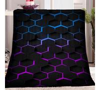 CozyRest Throw Blanket 130x150 cm, Tech Style Geometric Honeycomb Soft Flannel Fleece Blanket for Adults and Kids, Blanket for Better Sleep and Relieve Stress Sherpa Throw Blanket for Travel Sofa