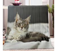 CozyRest Throw Blanket 27x39 inch, Soft Flannel Animal Maine Coon Cat Pattern Fleece Blanket for Adults and Kids Plush Bedding, Simple Blanket for Better Sleep Sherpa Throw Blanket for Travel Sofa