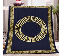 CozyRest Throw Blanket Golden Greek Style Pattern Soft Fluffy Flannel Fleece Blanket, Warm Plush Couch Sofa Throw, Fashion Bed Blankets Better Sleep and Stress Relief For Adults and Kids 39x52 inch