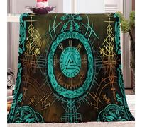 CozyRest Throw Blanket Nordic Viking Symbols Pattern Soft Fluffy Flannel Fleece Blanket, Warm Plush Couch Sofa Throw, Bed Blankets Better Sleep and Stress Relief For Adults and Kids 51x59 inch