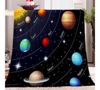 CozyRest Ultra Soft Flannel Fleece Blanket 130x150 cm, Solar System Colorful Universe Planets Fluffy Warm and Cozy Washable Bed Blanket Sherpa Throw Blanket for Bed Sofa Settee Couch and All Seasons