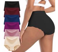 Cozyroam Seamless Knickers for Women, High Waisted Seamless Underwear Women Multipack Comfortable Breathable No Vpl Bikini Panties No Show Underwear Wave Edge Invisible Briefs 6 Pack, XL