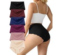 Cozyroam Seamless Knickers for Women, High Waisted Seamless Underwear Women Multipack Comfortable Breathable No Vpl Bikini Panties No Show Underwear Wave Edge Invisible Briefs 6 Pack, L