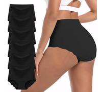Cozyroam Seamless Knickers for Women, High Waisted Seamless Underwear Women Multipack Comfortable Breathable No Vpl Bikini Panties No Show Underwear Wave Edge Invisible Briefs 6 Pack Black