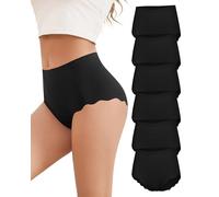 Cozyroam Seamless Knickers for Women, No VPL High Waisted Full Coverage Knickers, Moisture Wicking Breathable Ladies Briefs Stretchy Wavy Edge Womens Underwear Multipack6 Pack