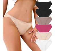Cozyroam Underwear Women Lace Brazilian Knickers for Women Sexy Ladies Briefs Comfortable High Leg Cut Hipster Panties Soft Stretchy No Show Underpants Multipack 6