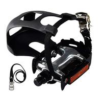 COZYROOMY Bicycle Pedals, Resin/Alloy, 9/16-Inch Spindle, Clips and Straps, Black+White, Adult