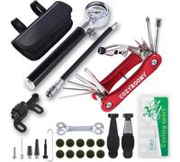 COZYROOMY Bike Tyre Repair Tool Kit - Bicycle Tool kit with 210 Psi Mini Pump 10-in-1 Multi-Tool（with Chain Breaker）,3 in1 Tyre Levers &Tire Patch, Bone Wrench, Portable Tool Bag. 6 Month Warranty