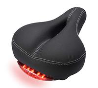 COZYROOMY Comfortable men women bike saddle, Memory Cotton Filled Leather Wide bike Seat,Tail Lights(2 backup battery),Waterproof,Non-slip,soft Breathable Double Spring Design Suitable for Most Bike