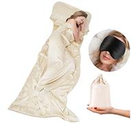 Cozysilk 100% Mulberry Silk Sleeping Bag Liner - 19 Momme Silk Single Size Sleep Sack, Lightweight Travel and Camping Sheet for Hotel (Beige, Single Luxury - 41 x 87 inch)