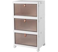 Cozyswan Dustproof Storage Box Shelf Plastic Bedside Table on Wheels, White Cupboard Clothes/Shoes Storage Books/Toys/Snack Organizer Cart for Living Room/Bedroom/Hallway/Office