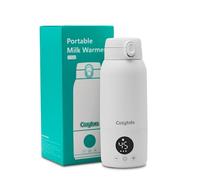 Cozytots Portable Milk Warmer for Travel - Dual Heating Modes for Breast Milk & Water, Portable Bottle Warmer with Fast Heating & Long Battery Life, 500ML Large Capacity Stainless Steel Thermos Cup