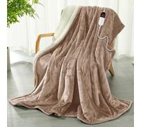 COZYTY Heated Blanket 130 x 180 cm - Flannel Electric Blanket 6 Heat Settings & 10-Hour Auto-Off Timer, Overheat Protection, Machine Washable, Beige